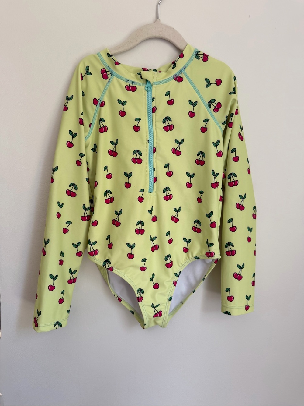 Sovereign Code Cherry Print Long Sleeve Rash Guard Swimsuit (Size 8)